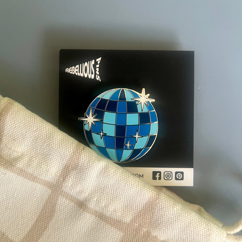 FINAL SALE: Denim Disco Ball Enamel Pin