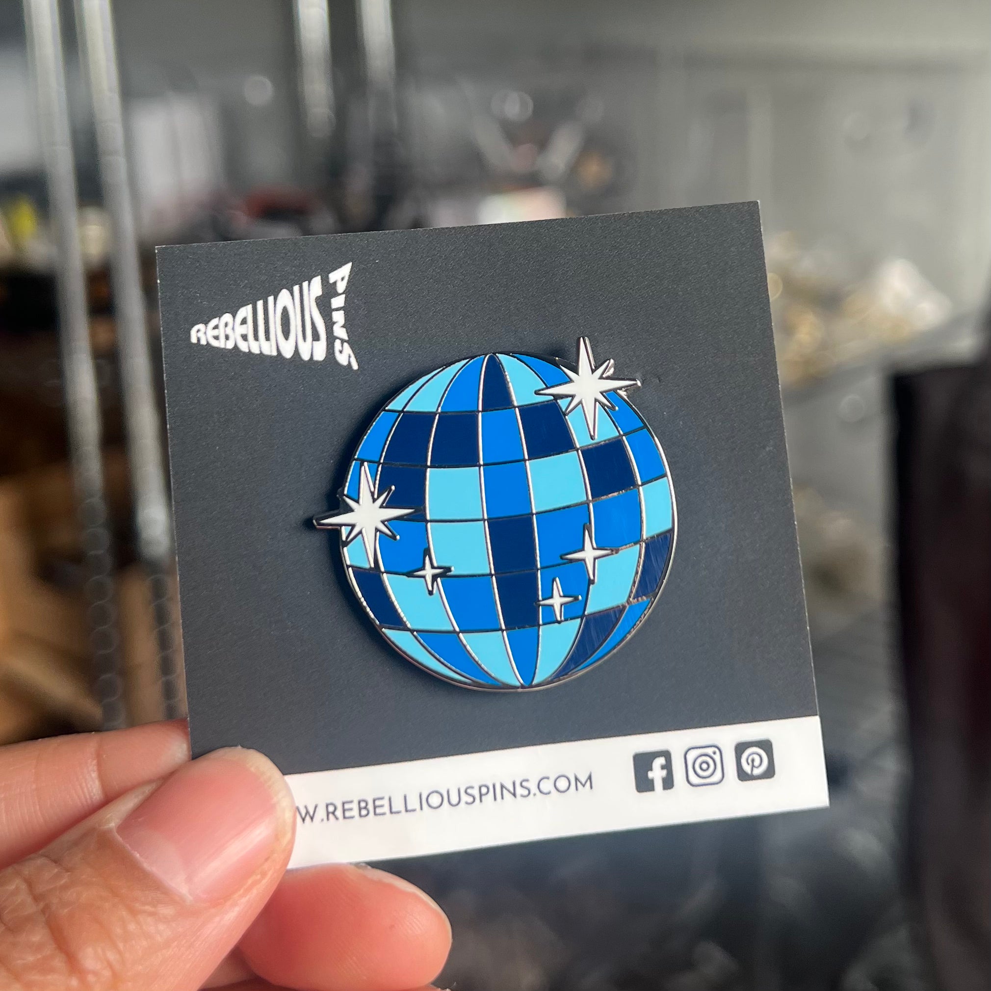 FINAL SALE: Denim Disco Ball Enamel Pin