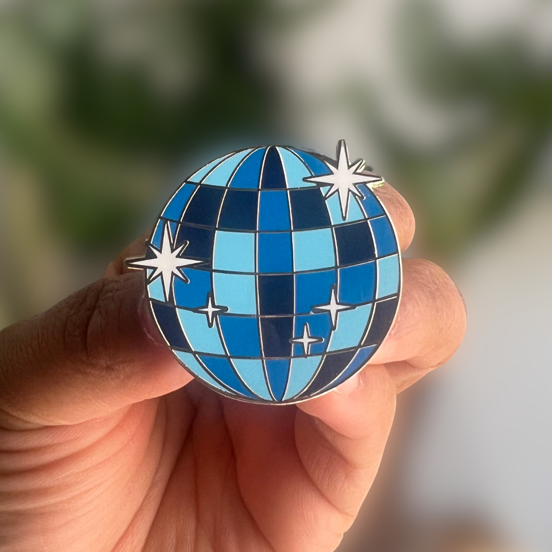 FINAL SALE: Denim Disco Ball Enamel Pin