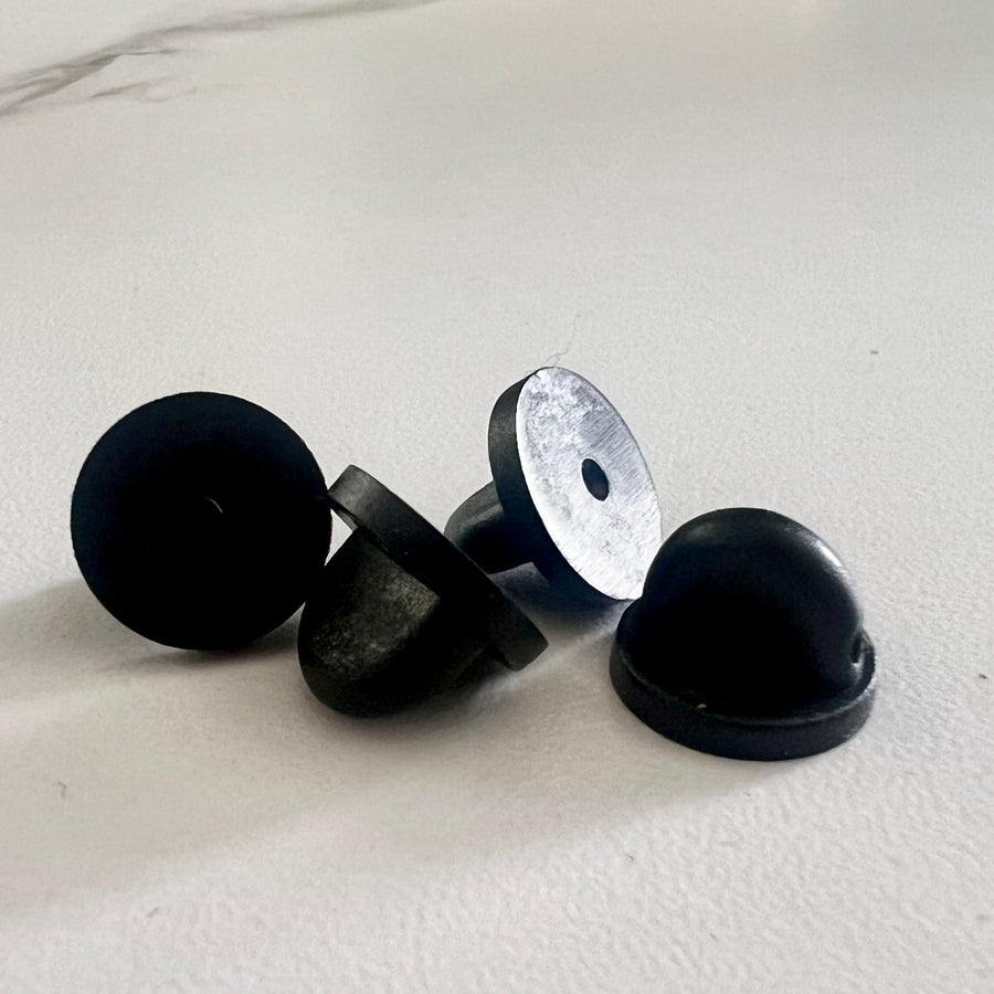 4 Rubber Pin Backs