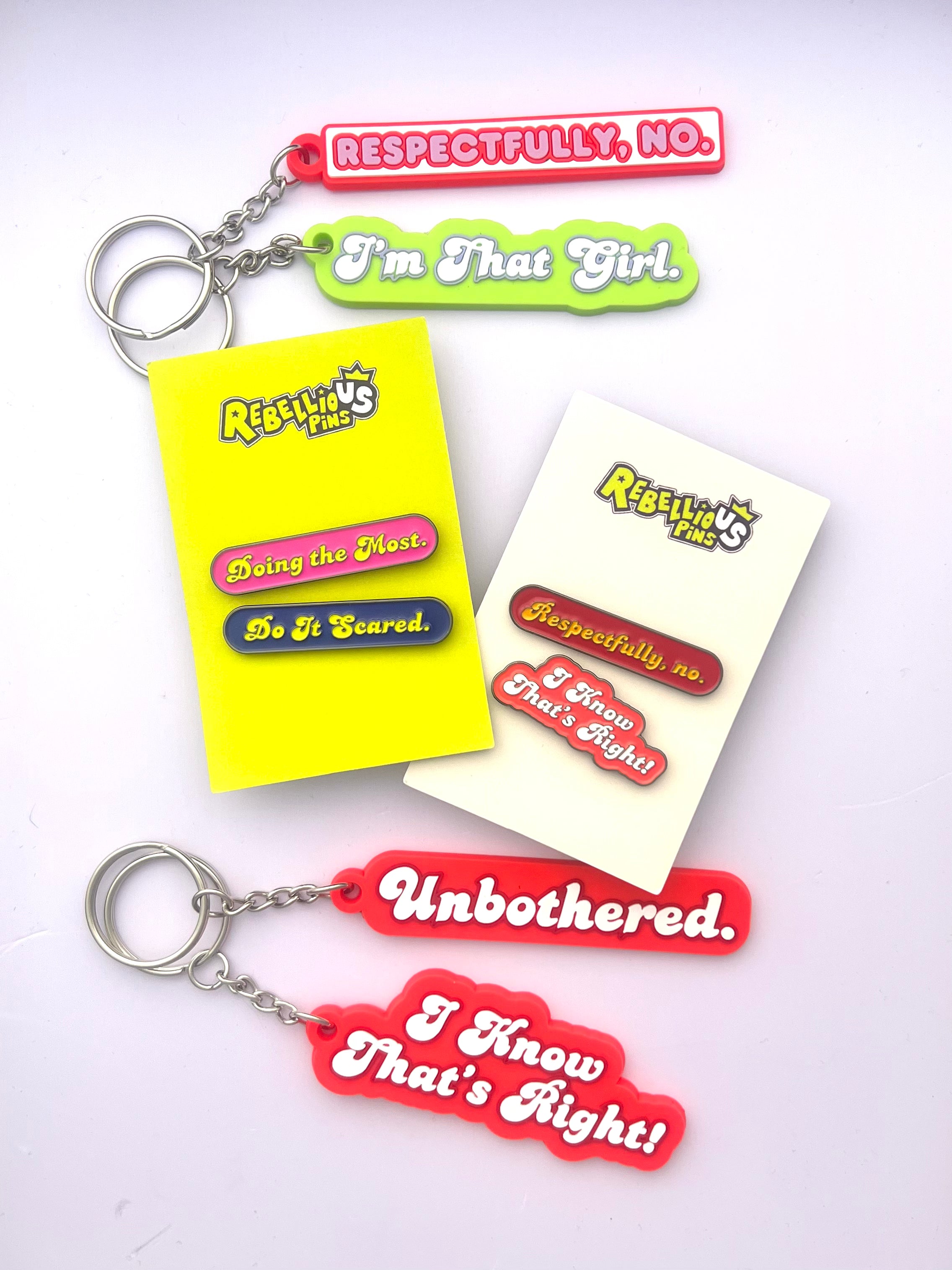 The 4 by 4 Combo | 4 Keychains & 4 Pins