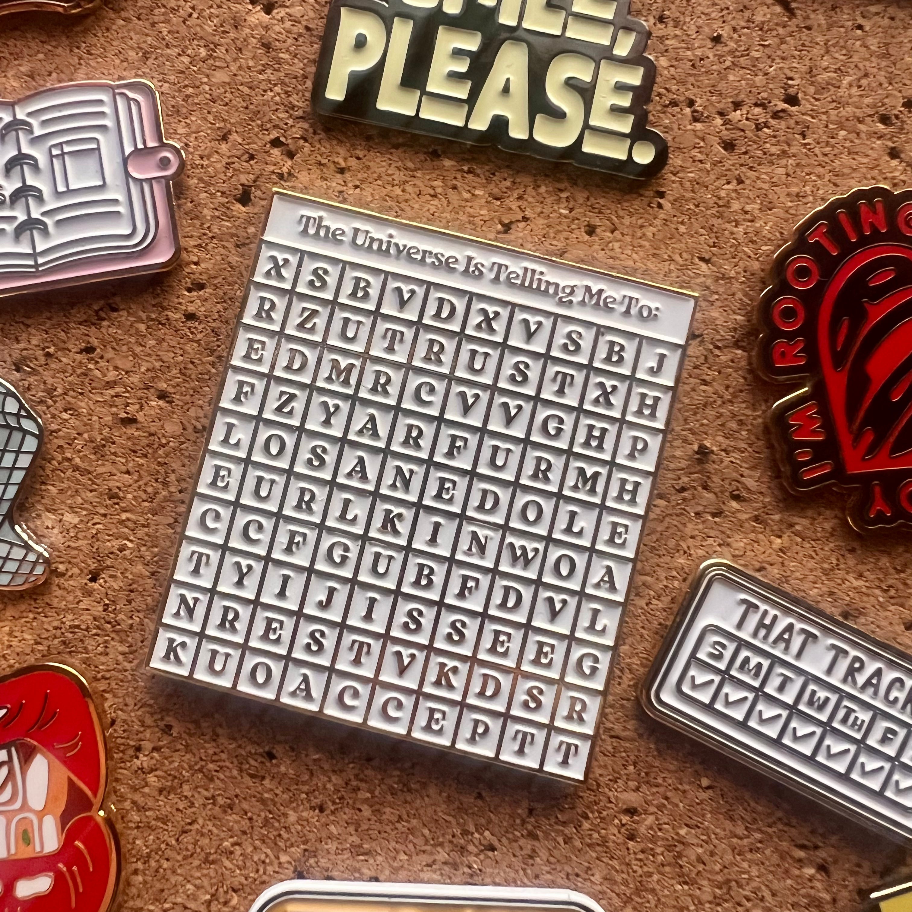 Word Search Enamel Pin