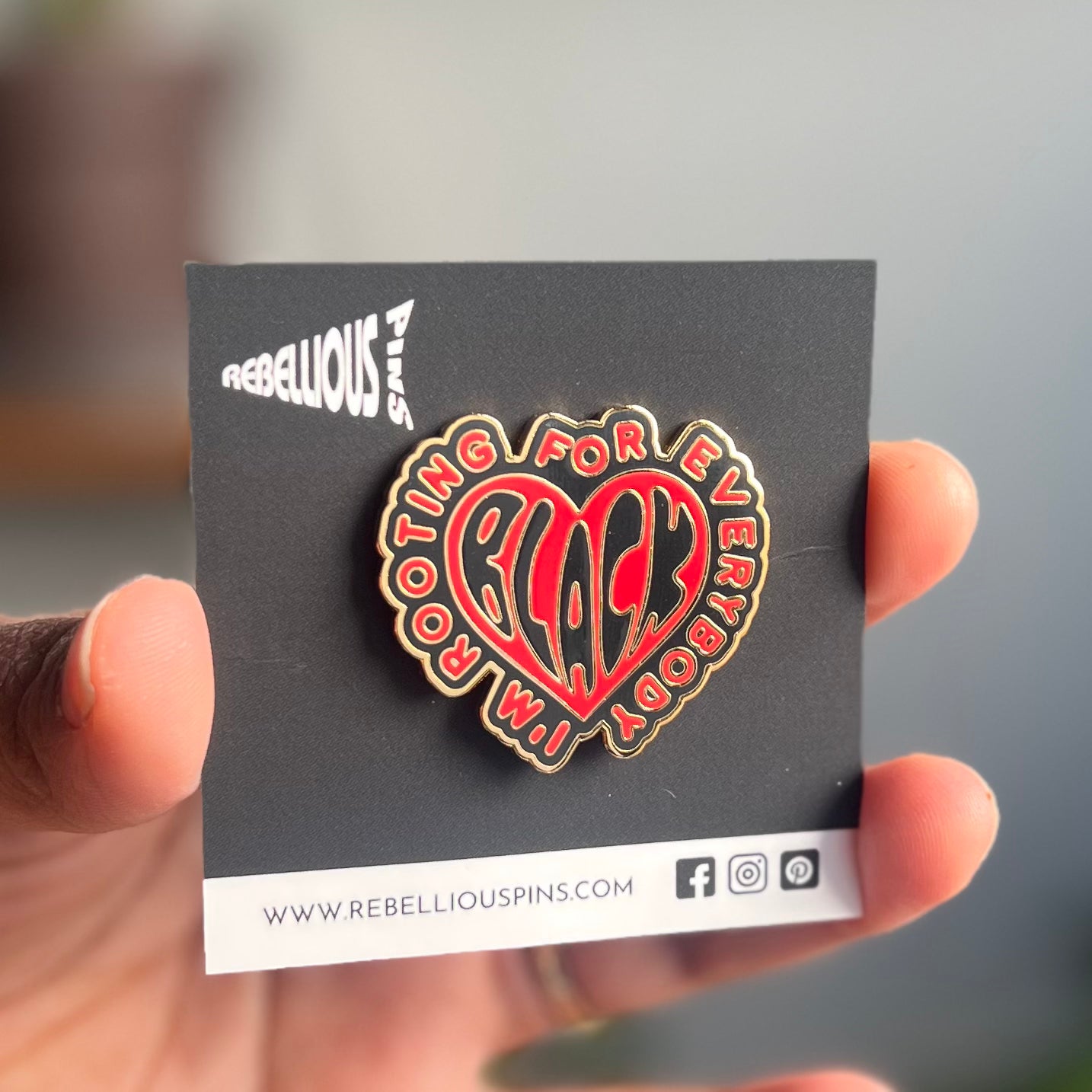 Rooting for Everybody Black Enamel Pin