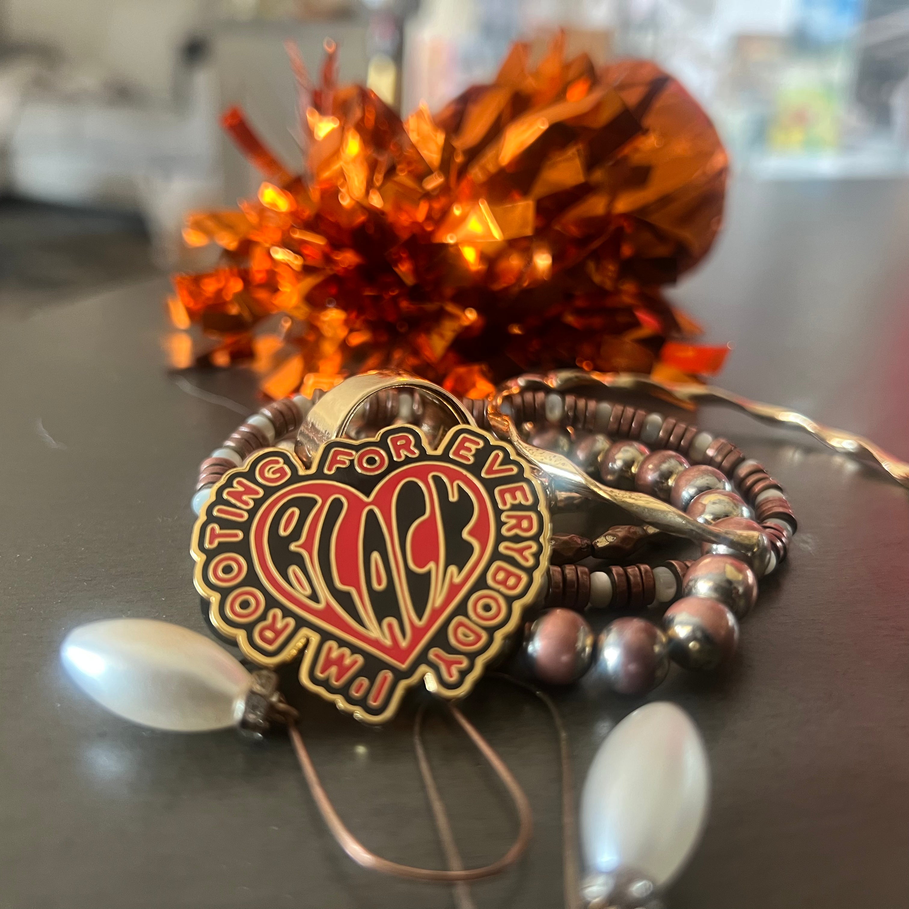 Rooting for Everybody Black Enamel Pin